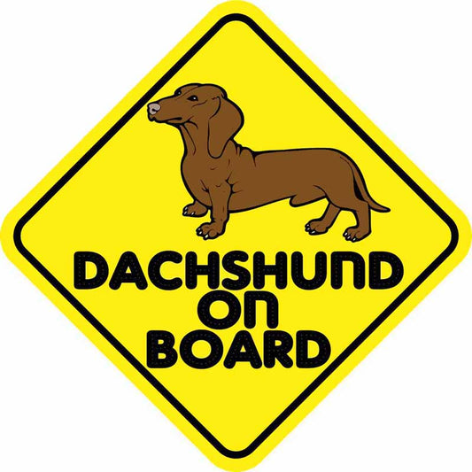 Warning Dachshund on Board  Decals - 7 x 7 inches