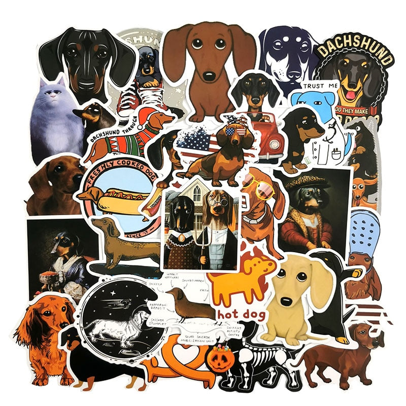 10/50pcs/lot Cute Dachshund Dog Stickers For All Items
