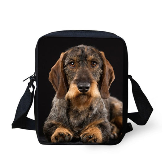 3D Dachshund Dog Print School Bag