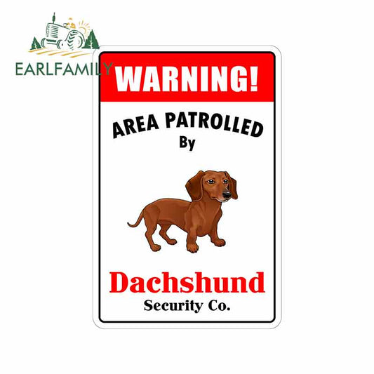 Warning!  Area Patrolled By Dachshund Decals