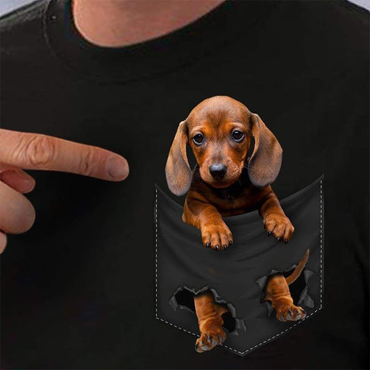 Black T Shirts with Cute Doxie Puppies