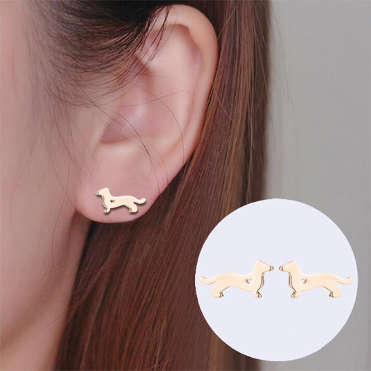 Tiny Cute Doxie Stud Earrings