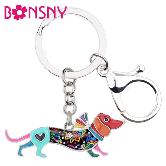 Colorful Enamel Doxie Keychains/ Purse Charms